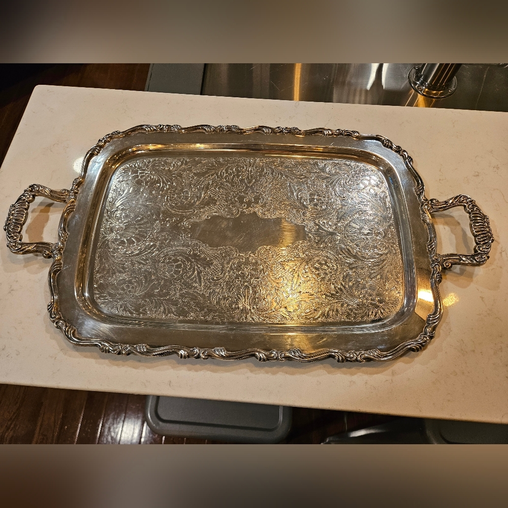 William A. Rogers Oneida Silver plated Georgian Scroll Tray